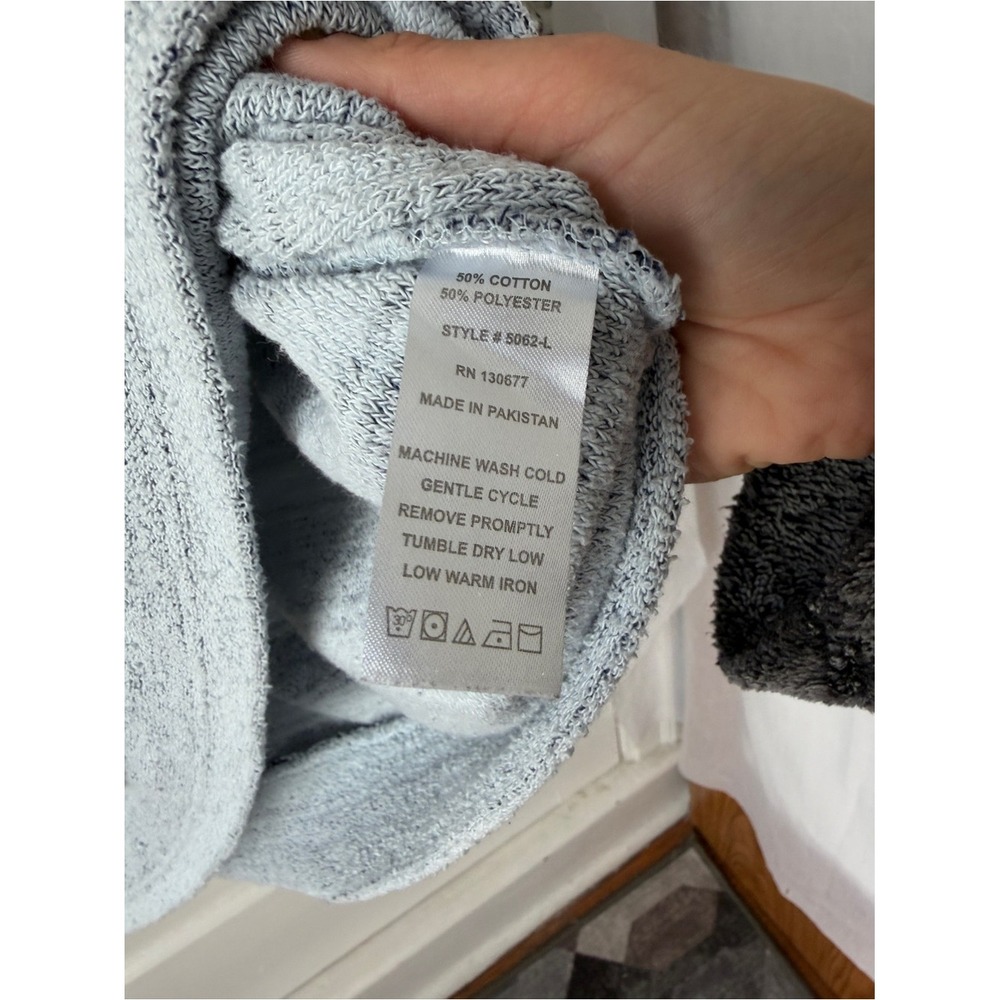 Vineyard Crew Textured Striped Crewneck Sweater Light Blue Gray Cotton Blend XL - Picture 10 of 11